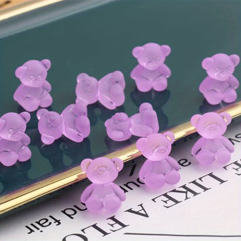 10pcs Frosted Straight Hole Bear Beads DIY Bracelet Necklace Mobile Phone Chain